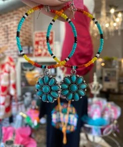 The Pink Leopard New Arrivals Aztec Earrings With Turquoise Stone