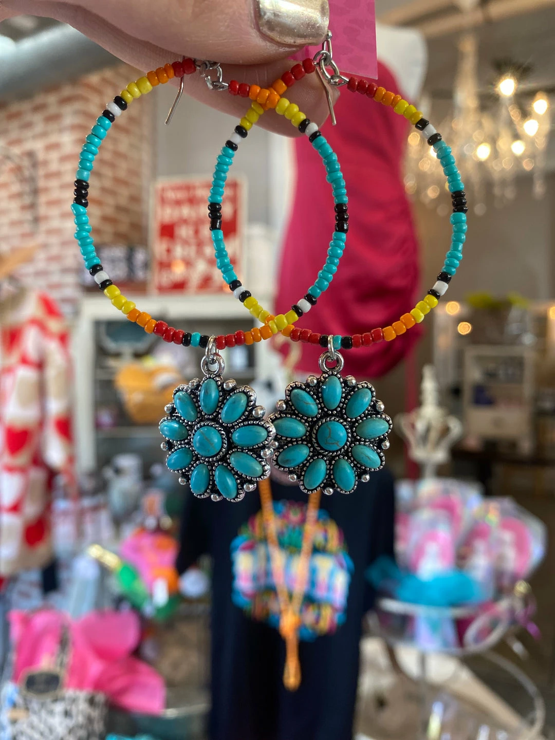 The Pink Leopard New Arrivals Aztec Earrings With Turquoise Stone 2 The Pink Leopard New Arrivals Aztec Earrings With Turquoise Stone