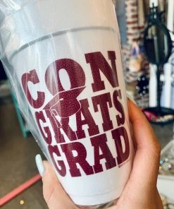 The Pink Leopard Congrats GRAD - Styrofoam Cups - MAROON