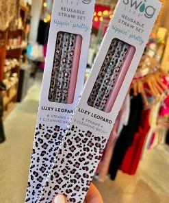 The Pink Leopard Luxy Leopard Reusable Straw Set