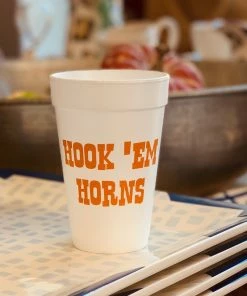 The Pink Leopard Hook ‘Em Horns - Styrofoam Cups - Sleeve Of 10