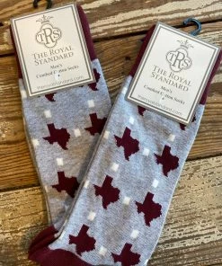 The Pink Leopard New Arrivals Texas Socks - Maroon / Gray