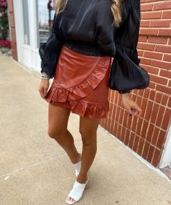 Apparel New Arrivals Cinnamon Leather Skirt