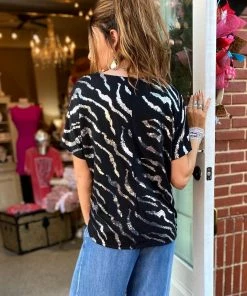 The Pink Leopard Zebra Sequin Shirt New Arrivals