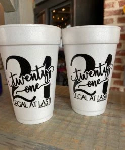 The Pink Leopard 21st Birthday Styrofoam Cups - Sleeve Of 10 New Arrivals