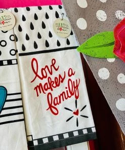 The Pink Leopard Love Makes A Family Tea Towel