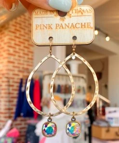 The Pink Leopard New Arrivals PINK PANACHE - Oval / Stone Drop - Gold