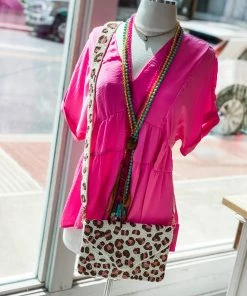 The Pink Leopard Pink/Cream Beaded Cross-Body