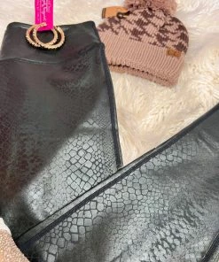 The Pink Leopard Look Cute Feel Good - Black Python Leggings New Arrivals