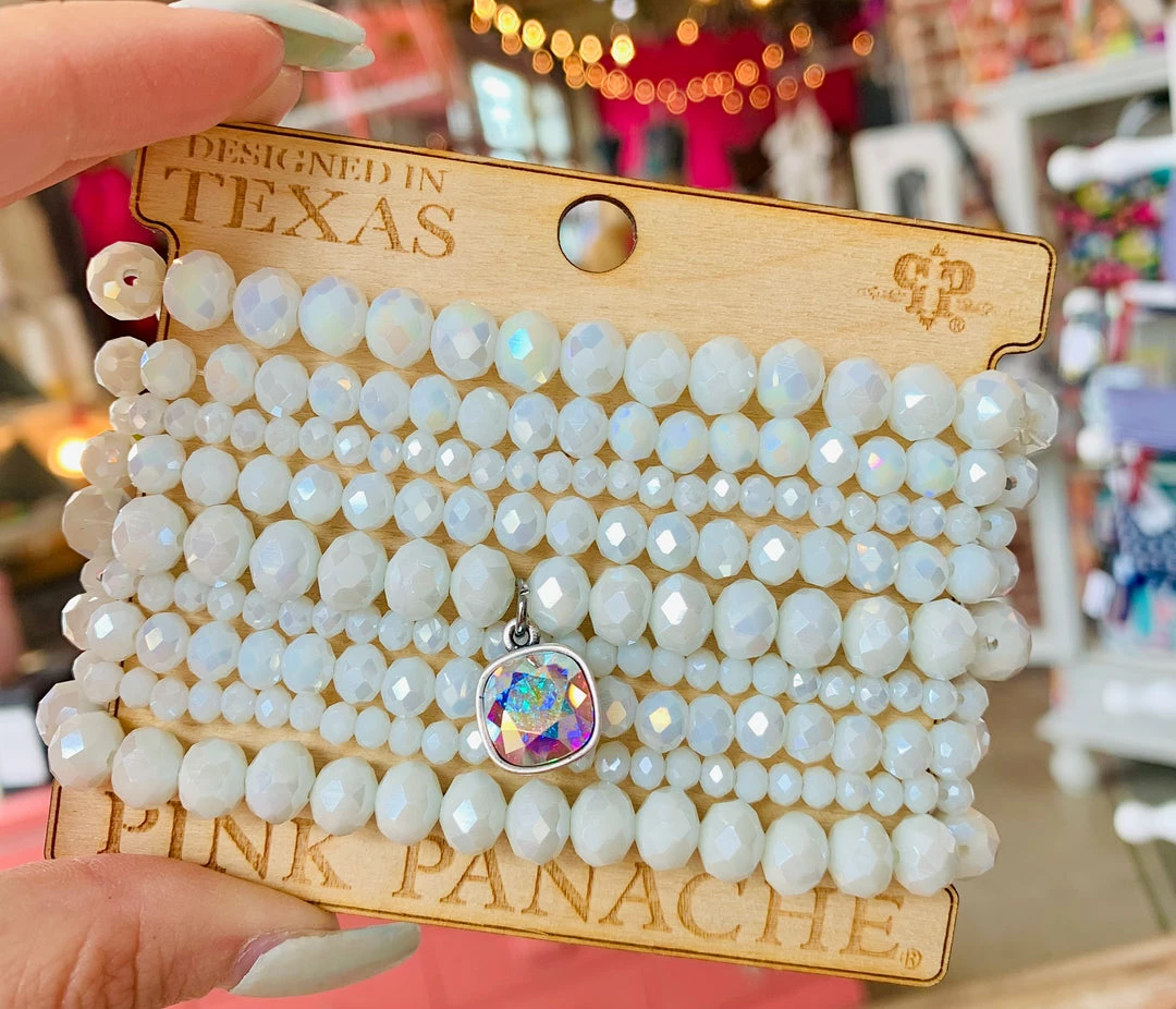 The Pink Leopard White Bracelet Set - PINK PANACHE 1 The Pink Leopard White Bracelet Set - PINK PANACHE