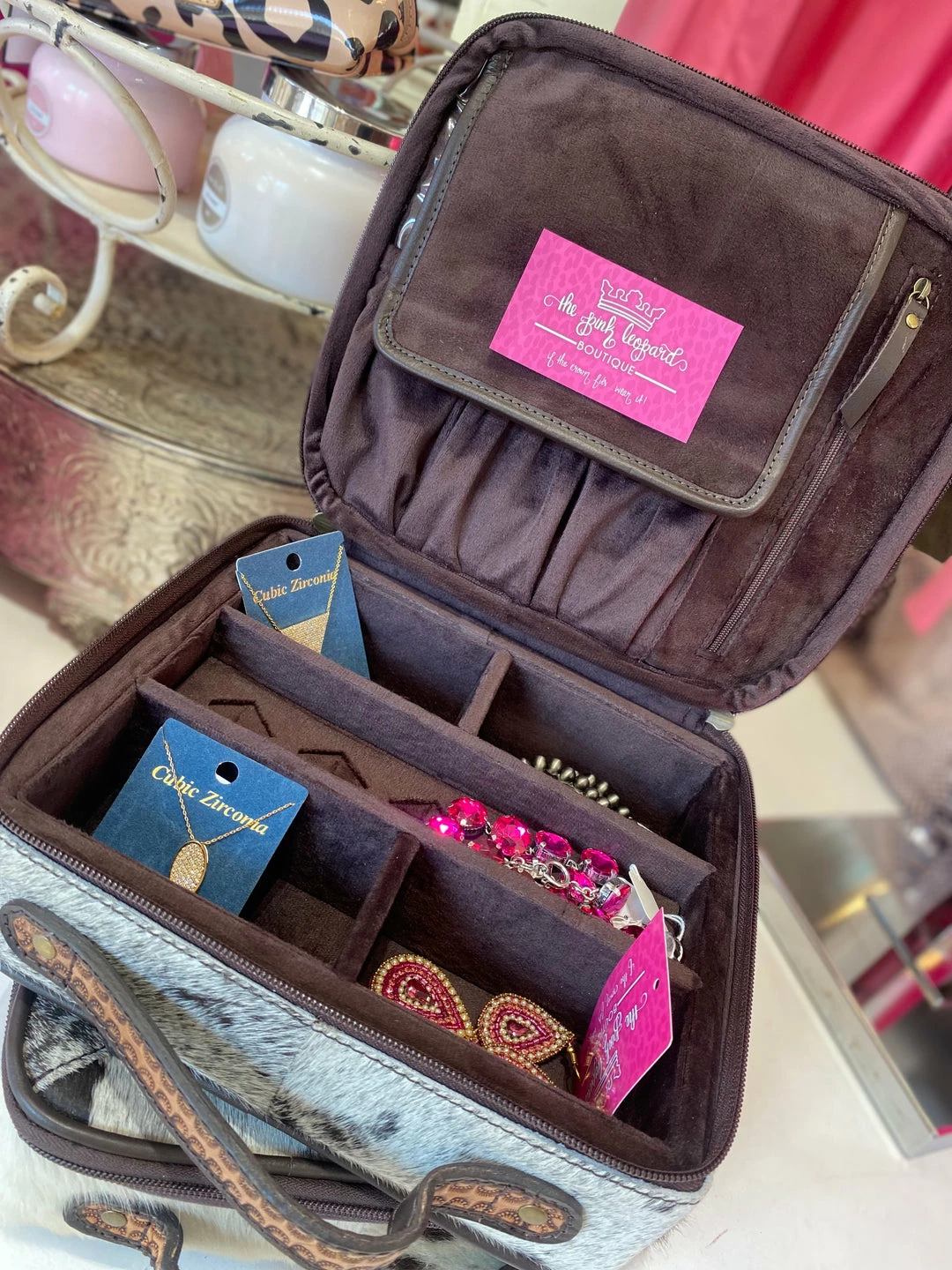 The Pink Leopard Tooled Leather / Cowhide Jewelry Case New Arrivals 10 The Pink Leopard Tooled Leather / Cowhide Jewelry Case New Arrivals