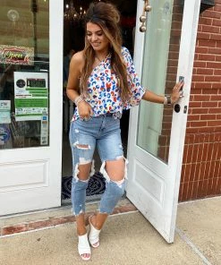 The Pink Leopard New Arrivals Leopard Multi - One Shoulder Top