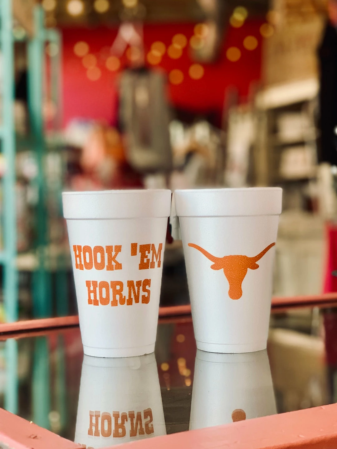 The Pink Leopard New Arrivals Hook ‘Em Horns - Styrofoam Cups 1 The Pink Leopard New Arrivals Hook ‘Em Horns - Styrofoam Cups