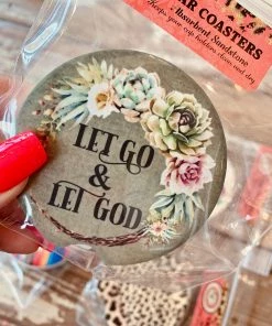 The Pink Leopard Let Go And Let God - Coasters