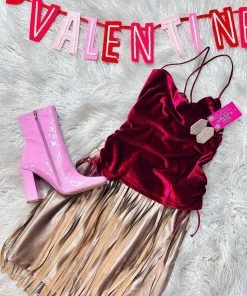 The Pink Leopard Strappy Velvet Tank - Magenta New Arrivals