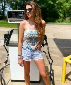 The Pink Leopard Scarf Tie Back Cami-Blue