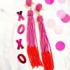 The Pink Leopard Beaded Tassel Earrings