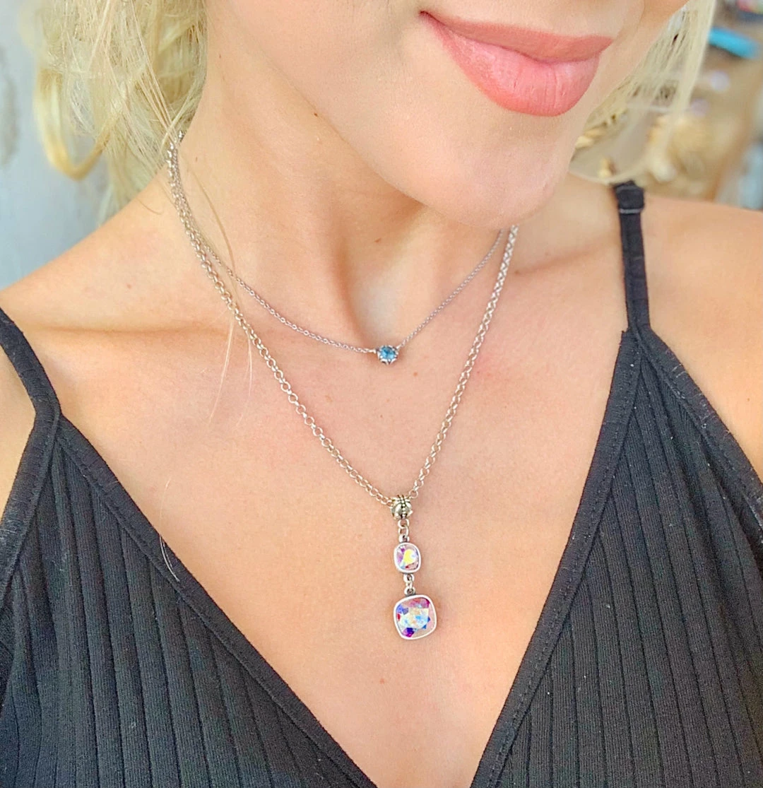 The Pink Leopard PINK PANACHE - Double Stone Dream - Silver/AB Stones 1 The Pink Leopard PINK PANACHE - Double Stone Dream - Silver/AB Stones