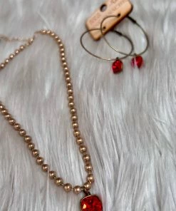 The Pink Leopard PINK PANACHE - Gold/Red Stone Necklace New Arrivals