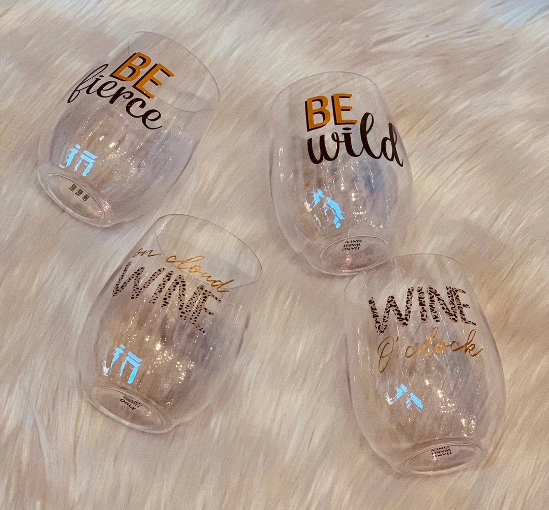 The Pink Leopard Leopard Be Wild Set - Set Of 4 Stemless Wine New Arrivals 1 The Pink Leopard Leopard Be Wild Set - Set Of 4 Stemless Wine New Arrivals