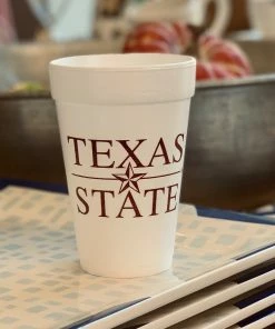 The Pink Leopard Texas State - Styrofoam Cups - Sleeve Of 10