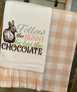 The Pink Leopard Follow The Bunny - Tea Towel