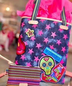 The Pink Leopard New Arrivals CONSUELA- PATCHED STAR CHICA TOTE