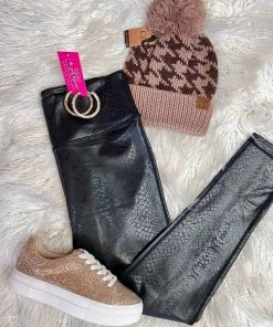 The Pink Leopard Look Cute Feel Good - Black Python Leggings New Arrivals