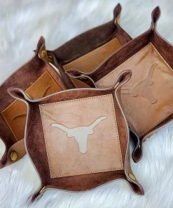 The Pink Leopard Longhorn Leather Embossed Valet Tray