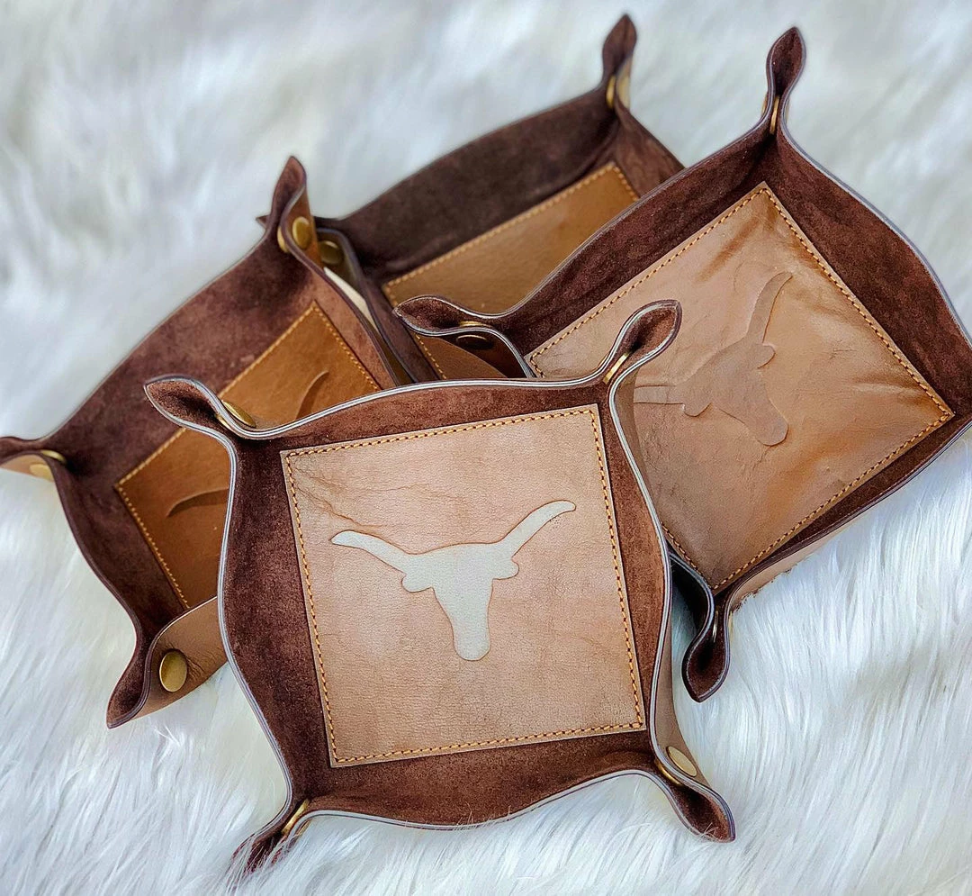 The Pink Leopard Longhorn Leather Embossed Valet Tray 1 The Pink Leopard Longhorn Leather Embossed Valet Tray