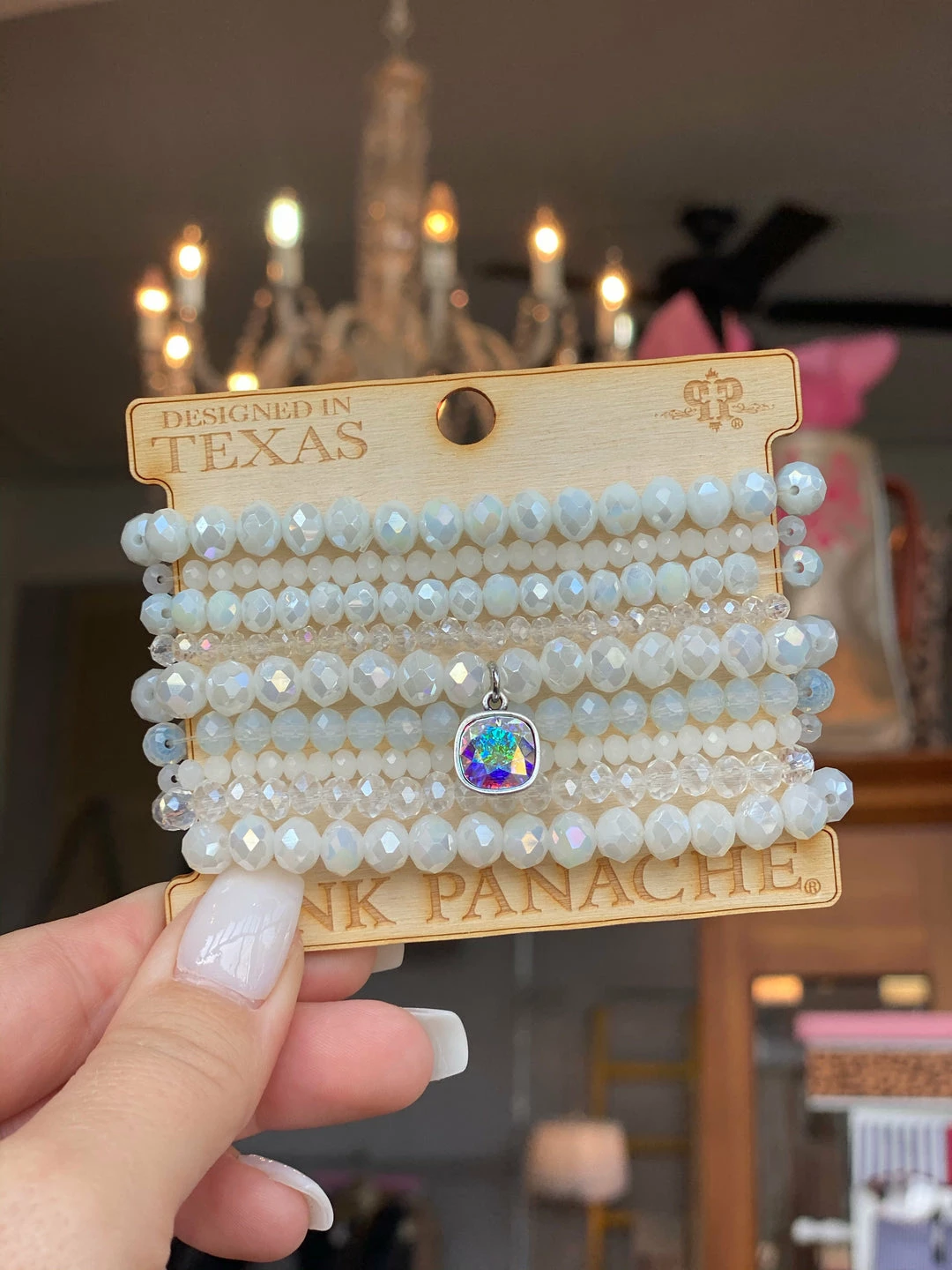 The Pink Leopard New Arrivals Pink Panache Cream Crystal Bracelet Set - AB Stone 1 The Pink Leopard New Arrivals Pink Panache Cream Crystal Bracelet Set - AB Stone