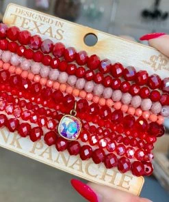 The Pink Leopard Pink Panache Red Bracelet Set New Arrivals