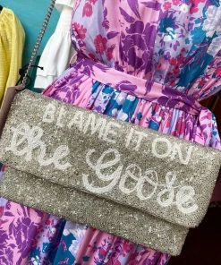 The Pink Leopard BLAME IT ON THE GOOSE Beaded Clutch