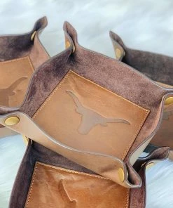 The Pink Leopard Longhorn Leather Embossed Valet Tray