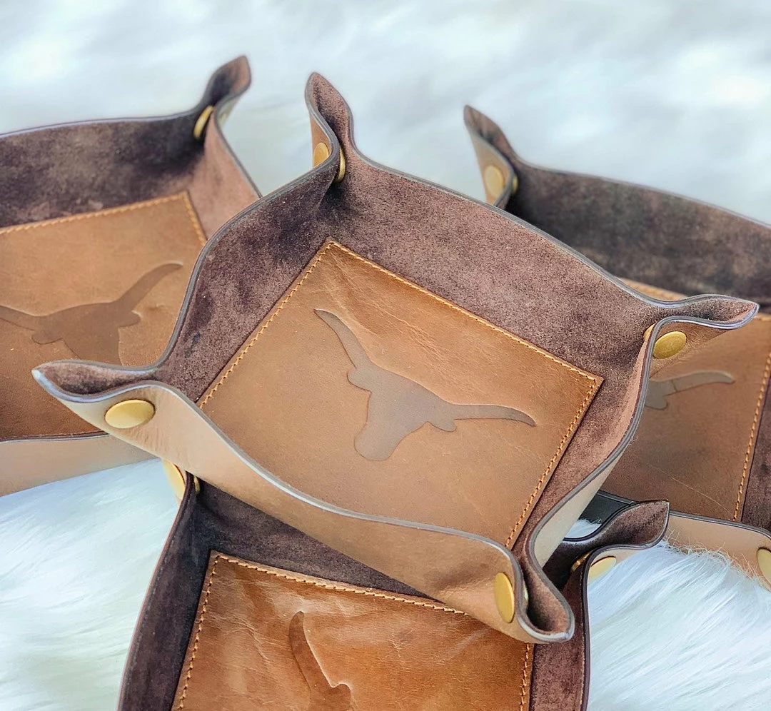 The Pink Leopard Longhorn Leather Embossed Valet Tray 2 The Pink Leopard Longhorn Leather Embossed Valet Tray