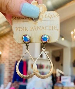 The Pink Leopard PINK PANACHE - Textured Teardrop - Gold